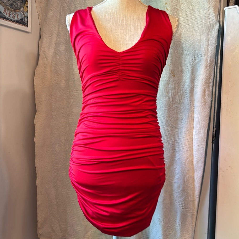 No brand tag sexy, silky red dress